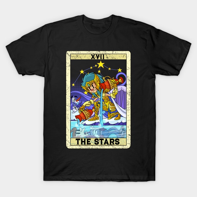 Aquarius Camus gold saints The Star Tarot Card Stars Cartoons T-Shirt by Juandamurai